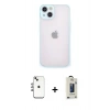 MARSİLYAN™- iPhone 14 Kılıf Ahenk Çizgi Serisi - Siyah Bilvis Hayalet Cam Ekran Koruyucu + Shine Kamera Lens - GI