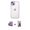 MARSİLYAN™- iPhone 14 Kılıf Ahenk Çizgi Serisi - Siyah Bilvis Hayalet Cam Ekran Koruyucu + Raze Metal Kamera Lens - GS