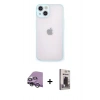 MARSİLYAN™- iPhone 14 Kılıf Ahenk Çizgi Serisi - Siyah Bilvis Hayalet Cam Ekran Koruyucu + Raze Metal Kamera Lens - GS