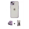 MARSİLYAN™- iPhone 14 Kılıf Ahenk Çizgi Serisi - Siyah Bilvis Hayalet Cam Ekran Koruyucu + Raze Metal Kamera Lens - GS