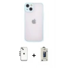 MARSİLYAN™- iPhone 14 Kılıf Ahenk Çizgi Serisi - Siyah Bilvis Hayalet Cam Ekran Koruyucu + Shine Kamera Lens - GS