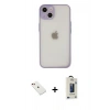 MARSİLYAN™- iPhone 14 Kılıf Ahenk Çizgi Serisi - Siyah Bilvis Hayalet Cam Ekran Koruyucu + Diamond Kamera Lens - KI