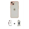 MARSİLYAN™- iPhone 14 Kılıf Ahenk Çizgi Serisi - Siyah Bilvis Hayalet Cam Ekran Koruyucu + Shine Kamera Lens - KI