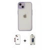 MARSİLYAN™- iPhone 14 Kılıf Ahenk Çizgi Serisi - Siyah Bilvis Hayalet Cam Ekran Koruyucu + Shine Kamera Lens - KI