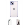 MARSİLYAN™- iPhone 14 Kılıf Ahenk Çizgi Serisi - Siyah Bilvis Hayalet Cam Ekran Koruyucu + Shine Kamera Lens - MI