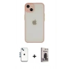 MARSİLYAN™- iPhone 14 Kılıf Ahenk Çizgi Serisi - Siyah Bilvis Hayalet Cam Ekran Koruyucu + Shine Kamera Lens - MI