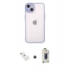 MARSİLYAN™- iPhone 14 Kılıf Ahenk Çizgi Serisi - Siyah Bilvis Hayalet Cam Ekran Koruyucu + Diamond Kamera Lens - PE