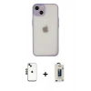 MARSİLYAN™- iPhone 14 Kılıf Ahenk Çizgi Serisi - Siyah Bilvis Hayalet Cam Ekran Koruyucu + Shine Kamera Lens - SH