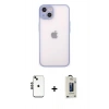 MARSİLYAN™- iPhone 14 Kılıf Ahenk Çizgi Serisi - Siyah Bilvis Hayalet Cam Ekran Koruyucu + Shine Kamera Lens - SH