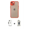 MARSİLYAN™- iPhone 14 Kılıf Ahenk Çizgi Serisi - Siyah Bilvis Hayalet Cam Ekran Koruyucu + Shine Kamera Lens - SH