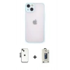 MARSİLYAN™- iPhone 14 Kılıf Ahenk Çizgi Serisi - Siyah Bilvis Hayalet Cam Ekran Koruyucu + Shine Kamera Lens - SH