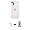 MARSİLYAN™- iPhone 14 Kılıf Ahenk Çizgi Serisi - Siyah Bilvis Hayalet Cam Ekran Koruyucu + Diamond Kamera Lens - YL