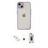 MARSİLYAN™- iPhone 14 Kılıf Ahenk Çizgi Serisi - Siyah Bilvis Hayalet Cam Ekran Koruyucu + Diamond Kamera Lens - YL