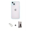 MARSİLYAN™- iPhone 14 Kılıf Ahenk Çizgi Serisi - Siyah Bilvis Hayalet Cam Ekran Koruyucu + Diamond Kamera Lens - YL