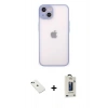 MARSİLYAN™- iPhone 14 Kılıf Ahenk Çizgi Serisi - Siyah Bilvis Hayalet Cam Ekran Koruyucu + Diamond Kamera Lens - YL