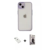 MARSİLYAN™- iPhone 14 Kılıf Ahenk Çizgi Serisi - Siyah Bilvis Hayalet Cam Ekran Koruyucu + Diamond Kamera Lens - YL