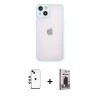 MARSİLYAN™- iPhone 14 Kılıf Ahenk Çizgi Serisi - Siyah Bilvis Hayalet Cam Ekran Koruyucu + Shine Kamera Lens - YL