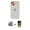 MARSİLYAN™- iPhone 14 Kılıf Ahenk Çizgi Serisi - Siyah Buffer Cam Ekran Koruyucu + Gümüş Raze Metal Kamera Lens