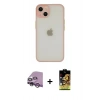 MARSİLYAN™- iPhone 14 Kılıf Ahenk Çizgi Serisi - Siyah Buffer Cam Ekran Koruyucu + Mor Raze Metal Kamera Lens