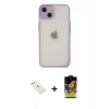 MARSİLYAN™- iPhone 14 Kılıf Ahenk Çizgi Serisi - Siyah Buffer Cam Ekran Koruyucu + Diamond Kamera Lens - PE