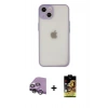 MARSİLYAN™- iPhone 14 Kılıf Ahenk Çizgi Serisi - Siyah Buffer Cam Ekran Koruyucu + Raze Metal Kamera Lens - GS