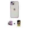 MARSİLYAN™- iPhone 14 Kılıf Ahenk Çizgi Serisi - Siyah Buffer Cam Ekran Koruyucu + Raze Metal Kamera Lens - KI