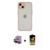 MARSİLYAN™- iPhone 14 Kılıf Ahenk Çizgi Serisi - Siyah Buffer Cam Ekran Koruyucu + Raze Metal Kamera Lens - SH