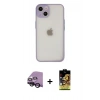 MARSİLYAN™- iPhone 14 Kılıf Ahenk Çizgi Serisi - Siyah Buffer Cam Ekran Koruyucu + Raze Metal Kamera Lens - SH