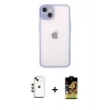 MARSİLYAN™- iPhone 14 Kılıf Ahenk Çizgi Serisi - Siyah Buffer Cam Ekran Koruyucu + Shine Kamera Lens - YL