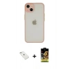 MARSİLYAN™- iPhone 14 Kılıf Ahenk Çizgi Serisi - Siyah Buffer Cam Ekran Koruyucu + Sierra Blue Diamond Kamera Lens