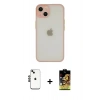MARSİLYAN™- iPhone 14 Kılıf Ahenk Çizgi Serisi - Siyah Buffer Cam Ekran Koruyucu + Shine Kamera Lens - SH
