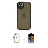 MARSİLYAN™- iPhone 14 Kılıf Ahenk Çizgi Serisi - Siyah Buffer Hayalet Cam Ekran Koruyucu + Shine Kamera Lens - GS