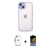 MARSİLYAN™- iPhone 14 Kılıf Ahenk Çizgi Serisi - Siyah Buffer Hayalet Cam Ekran Koruyucu + Shine Kamera Lens - GS