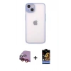 MARSİLYAN™- iPhone 14 Kılıf Ahenk Çizgi Serisi - Siyah Buffer Hayalet Cam Ekran Koruyucu + Raze Metal Kamera Lens - KI