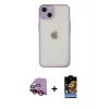 MARSİLYAN™- iPhone 14 Kılıf Ahenk Çizgi Serisi - Siyah Buffer Hayalet Cam Ekran Koruyucu + Raze Metal Kamera Lens - KI