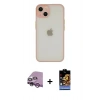 MARSİLYAN™- iPhone 14 Kılıf Ahenk Çizgi Serisi - Siyah Buffer Hayalet Cam Ekran Koruyucu + Raze Metal Kamera Lens - MR