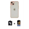 MARSİLYAN™- iPhone 14 Kılıf Ahenk Çizgi Serisi - Siyah Buffer Hayalet Cam Ekran Koruyucu + PVD Metal Kamera Lens - MI