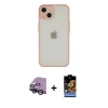MARSİLYAN™- iPhone 14 Kılıf Ahenk Çizgi Serisi - Siyah Buffer Hayalet Cam Ekran Koruyucu + Raze Metal Kamera Lens - SH
