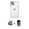 MARSİLYAN™- iPhone 14 Kılıf Ahenk Çizgi Serisi - Siyah Buffer Hayalet Cam Ekran Koruyucu + Raze Metal Kamera Lens - SH
