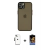 MARSİLYAN™- iPhone 14 Kılıf Ahenk Çizgi Serisi - Siyah Buffer Hayalet Cam Ekran Koruyucu + Shine Kamera Lens - SH