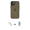 MARSİLYAN™- iPhone 14 Kılıf Ahenk Çizgi Serisi - Siyah Joko Magic 5D Cam + Diamond Kamera Lens - KI