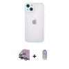 MARSİLYAN™- iPhone 14 Kılıf Ahenk Çizgi Serisi - Siyah Joko Magic 5D Cam + Mor Raze Metal Kamera Lens