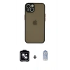MARSİLYAN™- iPhone 14 Kılıf Ahenk Çizgi Serisi - Siyah Joko Magic 5D Cam + PVD Metal Kamera Lens - MI
