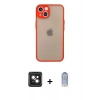 MARSİLYAN™- iPhone 14 Kılıf Ahenk Çizgi Serisi - Siyah Joko Magic 5D Cam + PVD Metal Kamera Lens - PE