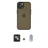 MARSİLYAN™- iPhone 14 Kılıf Ahenk Çizgi Serisi - Siyah Joko Magic 5D Cam + PVD Metal Kamera Lens - PE