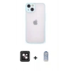 MARSİLYAN™- iPhone 14 Kılıf Ahenk Çizgi Serisi - Siyah Joko Magic 5D Cam + PVD Metal Kamera Lens - PE