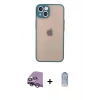 MARSİLYAN™- iPhone 14 Kılıf Ahenk Çizgi Serisi - Siyah Joko Magic 5D Cam + Raze Metal Kamera Lens - GS