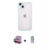 MARSİLYAN™- iPhone 14 Kılıf Ahenk Çizgi Serisi - Siyah Joko Magic 5D Cam + Raze Metal Kamera Lens - KI