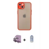 MARSİLYAN™- iPhone 14 Kılıf Ahenk Çizgi Serisi - Siyah Joko Magic 5D Cam + Raze Metal Kamera Lens - MR