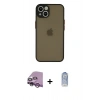 MARSİLYAN™- iPhone 14 Kılıf Ahenk Çizgi Serisi - Siyah Joko Magic 5D Cam + Raze Metal Kamera Lens - MR